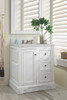 De Soto 30" Single Vanity, Bright White w/ 3 CM Victorian Silver Silestone Top
