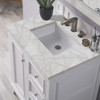 De Soto 30" Single Vanity, Bright White w/ 3 CM Victorian Silver Silestone Top