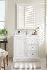De Soto 36" Single Vanity, Bright White w/ Single Hole 3 CM White Zeus Silestone Top & Backsplash