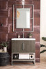 Columbia 31.5" Single Vanity, Ash Gray, Brushed Nickel, w/ White Glossy Composite Stone Top