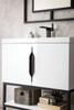 Columbia 31.5" Single Vanity, Glossy White, Matte Black, w/ White Glossy Composite Stone Top
