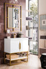 Columbia 31.5" Single Vanity, Glossy White, Radiant Gold, w/ White Glossy Composite Stone Top