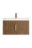 Columbia 31.5" Single Vanity, Latte Oak w/ White Glossy Composite Stone Top