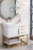 Columbia 36" Single Vanity, Glossy White, Radiant Gold w/ Glossy White Composite Stone Top
