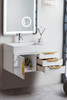 Columbia 36" Single Wall Mount Vanity, Glossy White, Radiant Gold w/ Glossy White Composite Stone Top