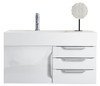 Columbia 36" Single Wall Mount Vanity, Glossy White, Brushed Nickel w/ Glossy White Composite Stone Top