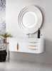 Columbia 48" Single Wall Mount Vanity, Glossy White, Radiant Gold w/ Glossy White Composite Stone Top