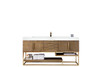 Columbia 72" Single Vanity, Latte Oak, Radiant Gold w/ Glossy White Composite Stone Top