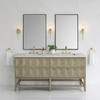 Emmeline 72" Double Vanity, Pebble Oak w/ 3 CM Eternal Jasmine Pearl Top w/FreePower Wireless Charger