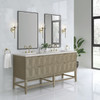 Emmeline 72" Double Vanity, Pebble Oak w/ 3 CM Eternal Jasmine Pearl Top w/FreePower Wireless Charger