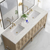 Emmeline 72" Double Vanity, Pebble Oak w/ 3 CM Eternal Jasmine Pearl Top w/FreePower Wireless Charger