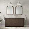 Gracyn 72" Double Vanity, Sable, w/ 3 CM White Zeus Quartz Widespread Top