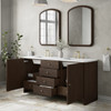 Gracyn 72" Double Vanity, Sable, w/ 3 CM White Zeus Quartz Widespread Top