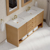 Solene 72" Double Vanity, Seaside Oak, w/ 3 CM Eternal Jasmine Pearl Quartz Top