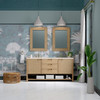 Solene 72" Double Vanity, Seaside Oak, w/ 3 CM Eternal Marfil Quartz Top