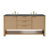 Solene 72" Double Vanity, Seaside Oak, w/ 3 CM Parisien Bleu Quartz Top