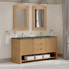 Solene 72" Double Vanity, Seaside Oak, w/ 3 CM Parisien Bleu Quartz Top