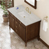 Kinnsden 48" Single Vanity, Sable Oak w/ 3 CM Eternal Jasmine Pearl Silestone Top w/FreePower Wireless Charger