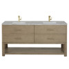 Lucian 72" Double Vanity, Pebble Oak w/ 3 CM Victorian Silver Silestone Top