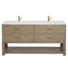 Lucian 72" Double Vanity, Pebble Oak w/ 3 CM White Zeus Silestone Top