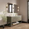 Lucian 72" Double Vanity, Pebble Oak w/ 3 CM White Zeus Silestone Top