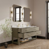 Lucian 72" Double Vanity, Pebble Oak w/ 3 CM White Zeus Silestone Top