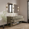 Lucian 72" Double Vanity, Pebble Oak, w/ 3 CM Siberian Silestone Top w/FreePower Wireless Charger