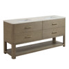 Lucian 72" Double Vanity, Pebble Oak, w/ 3 CM Siberian Silestone Top w/FreePower Wireless Charger
