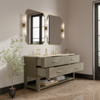 Lucian 72" Double Vanity, Pebble Oak, w/ 3 CM Tajnar Eclos Top w/FreePower Wireless Charger