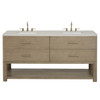 Lucian 72" Double Vanity, Pebble Oak, w/ 3 CM Siberian Silestone Widespread Top
