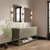 Lucian 72" Double Vanity, Pebble Oak, w/ 3 CM Siberian Silestone Widespread Top