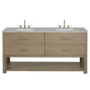 Lucian 72" Double Vanity, Pebble Oak w/ 3 CM Victorian Silver Silestone Widespread Top