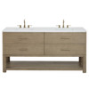 Lucian 72" Double Vanity, Pebble Oak w/ 3 CM White Zeus Silestone Widespread Top