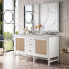 Addison 60" Double Vanity, Glossy White w/ 3 CM Victorian Silver Silestone Top