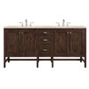 Addison 72" Double Vanity, Mid-Century Acacia, w/ 3 CM Tajnar Eclos Top