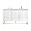 Athens 60" Double Vanity, Glossy White w/ 3 CM Victorian Silver Silestone Top
