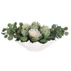 Uttermost Protea Blooms White Bowl Centerpiece