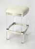 Butler Jordan Acrylic & White Leather Counter Stool