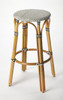 Butler Tobias Black & White Rattan Bar Stool