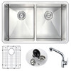ANZZI Vanguard Undermount 32 In. Double Bowl Kitchen Sink With Harbour Faucet In Chrome - K32192A-040