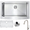 ANZZI Elysian Farmhouse 32 In. Kitchen Sink With Singer Faucet In Brushed Nickel - K33201A-042