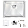 ANZZI Vanguard Undermount 23 In. Single Bowl Kitchen Sink With Locke Faucet In Brushed Nickel - KAZ2318-108