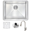 ANZZI Vanguard Undermount 23 In. Single Bowl Kitchen Sink With Sails Faucet In Brushed Nickel - KAZ2318-130