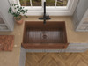 ANZZI Wand Farmhouse Handmade Copper 36 In. 0-hole Single Bowl Kitchen Sink With Flower Design Panel In Polished Antique Copper - K-AZ256