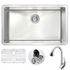 ANZZI Vanguard Undermount 30 In. Single Bowl Kitchen Sink With Accent Faucet In Polished Chrome - KAZ3018-031