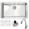 ANZZI Vanguard Undermount 30 In. Single Bowl Kitchen Sink With Accent Faucet In Brushed Nickel - KAZ3018-031B