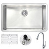 ANZZI Vanguard Undermount 30 In. Single Bowl Kitchen Sink With Singer Faucet In Polished Chrome - KAZ3018-041