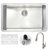 ANZZI Vanguard Undermount 30 In. Single Bowl Kitchen Sink With Sails Faucet In Brushed Nickel - KAZ3018-130
