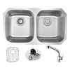 ANZZI Moore Undermount 32 In. Double Bowl Kitchen Sink With Harbour Faucet In Polished Chrome - KAZ3218-040