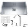ANZZI Vanguard Undermount 32 In. Single Bowl Kitchen Sink With Faucet In Brushed Nickel - KAZ32191AS-032B
